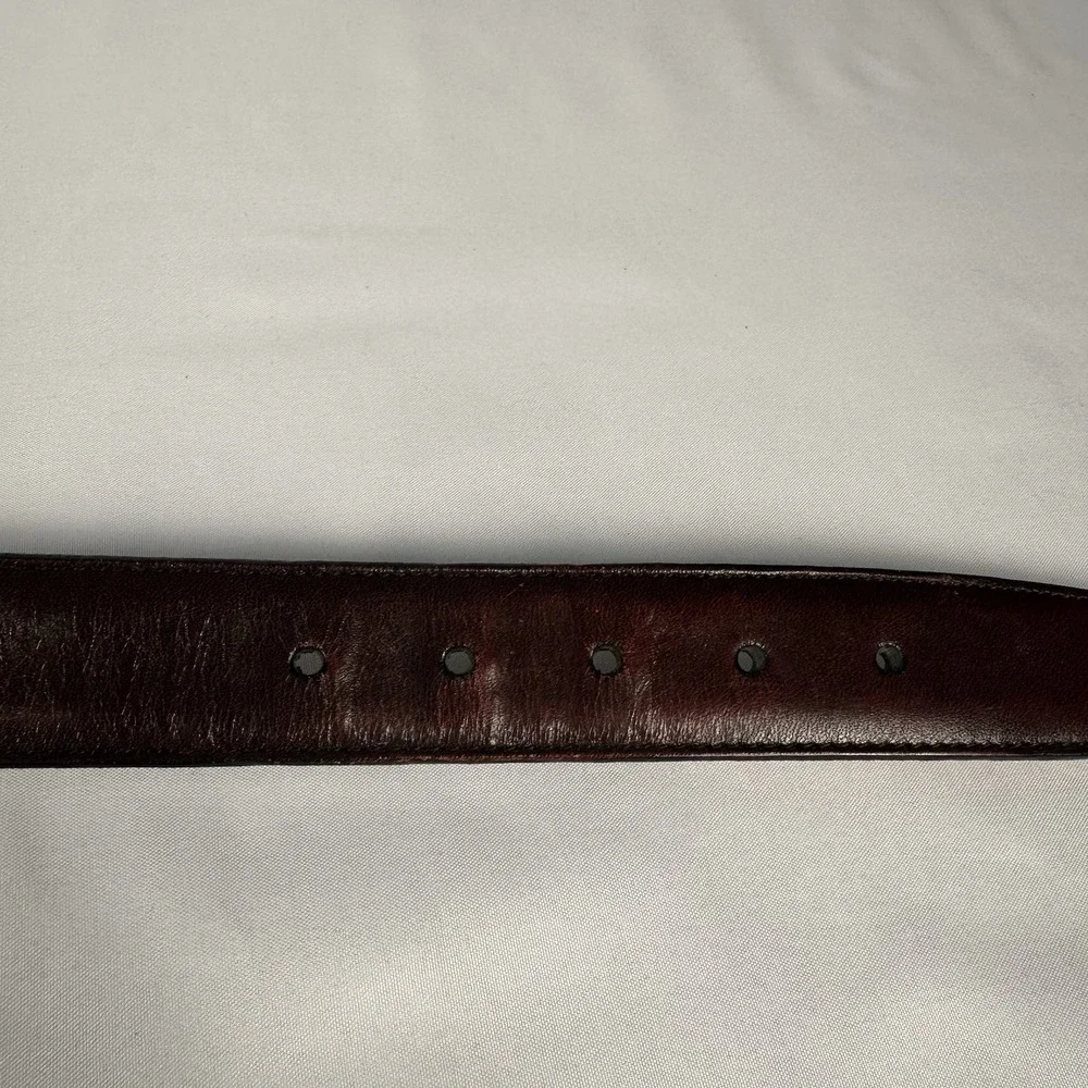 Johnston & Murphy Leather Dress Belt Mens Size 34 Brown Aniline Kipskin USA Made
